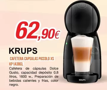 Krups - Cafetera Capsulas Piccolo XS KP1A3BCL