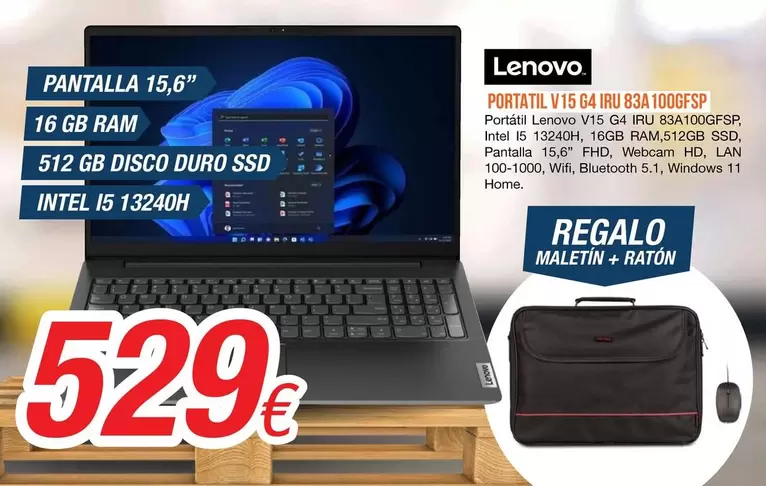 Lenovo - Portatil V 15 G4 IRU 83A 100GFSP