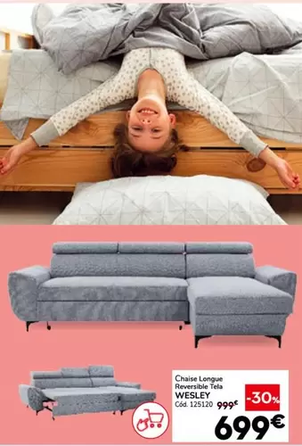 Chaise Longue Reversible Tela Wesley