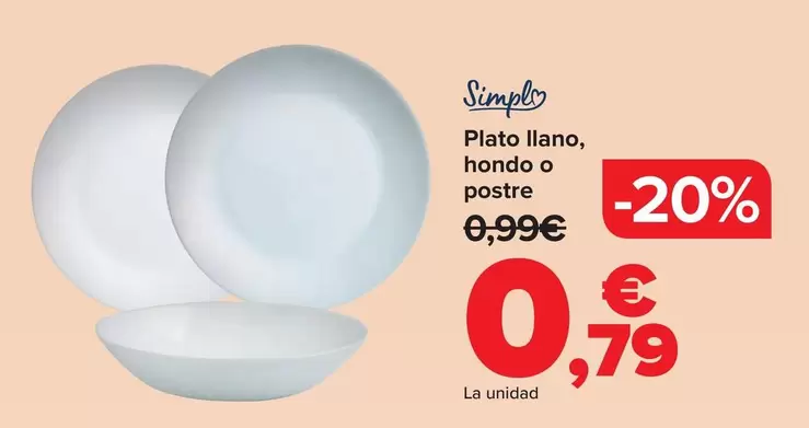 Simply - Plato Llano, Hondo O Postre