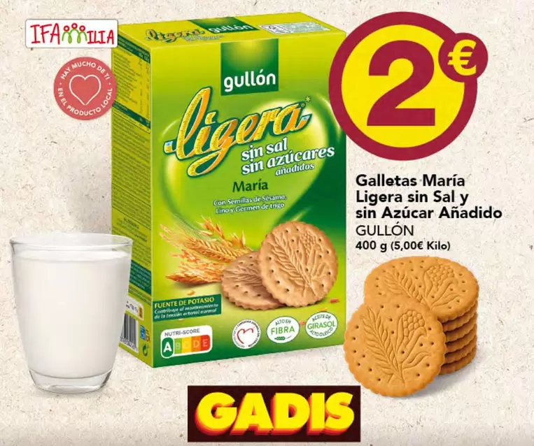 Gullón - Galletas Maria Ligera Sin Sal Y Sin Azucar Añadido