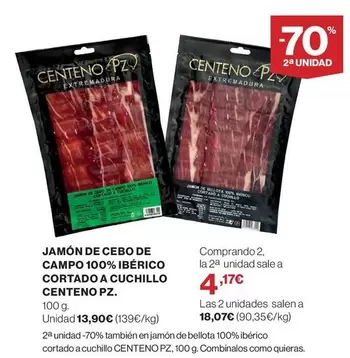  Centeno Pz - Jamón De Cebo De Campo 100% Ibérico Cortado A Cuchillo