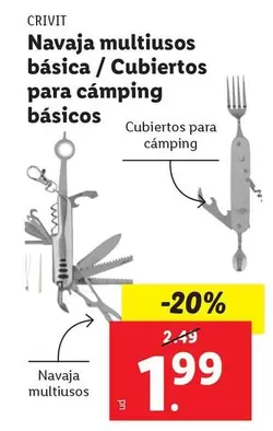 Crivit - Navaja Multiusos Basica/Cubiertos Para Camping Basicos