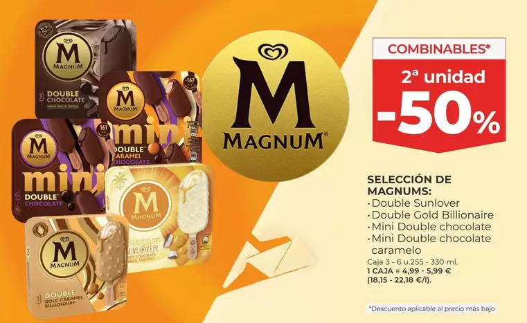 Magnum - Double Sunlover/ Double Gold Bilionaire/ Mini Double Chocolate/ Mini Double Chocolate Caramelo