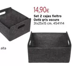 Set 2 Cajas Fieltro Ootb Gris Oscuro