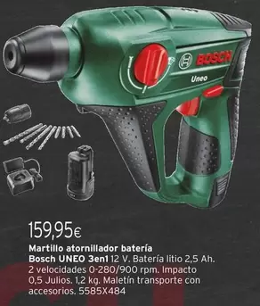 Bosch - Martillo Atornillador Bateria Uneo 3en12 V Batería Litio
