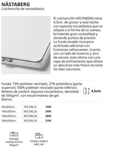 Nastaberg Colchón De Viscoelástica