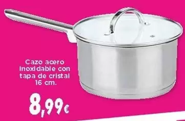 Cazo Acero Inoxidable Con Tapa De Cristal 16 Cm