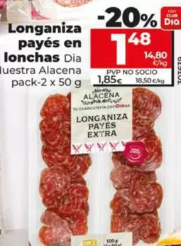 Dia Nuestra Alacena - Longaniza Payés En Lonchas Pack-2 X 50 G