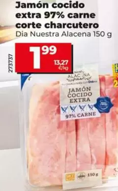Dia Nuestra Alacena - Jamón Cocido Extra 97% Carne Corte Charcutero  150 G