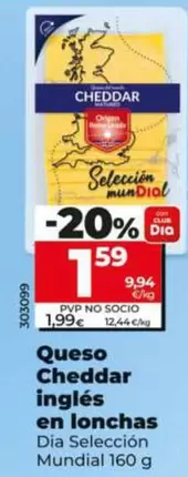 Dia Selección Mundial - Queso Cheddar Inglés En Lonchas  160 G