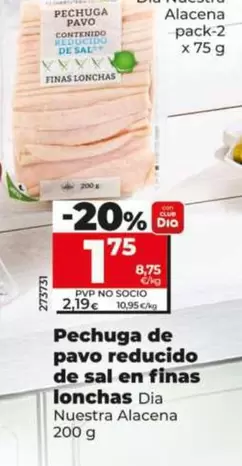 Dia Nuestra Alacena - Pechuga De Pavo Reducido De Sal En Finas Lonchas 