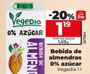 Vegedia - Bebida De Almendras 0% Azúcar 