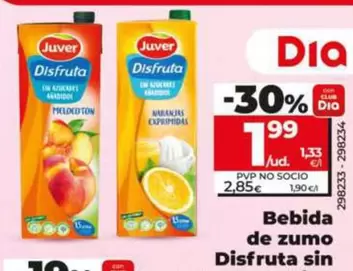 Juver - Bebida De Zumo Disfruta Sin Azúcar Añadido De Melocotón / De Naranja 
