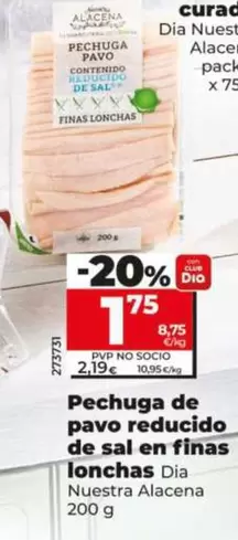 Dia Nuestra Alacena - Pechuga De Pavo Reducido De Sal En Finas Lonchas 