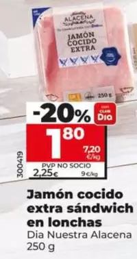 Dia Nuestra Alacena - Jamón Cocido Extra Sándwich En Lonchas 