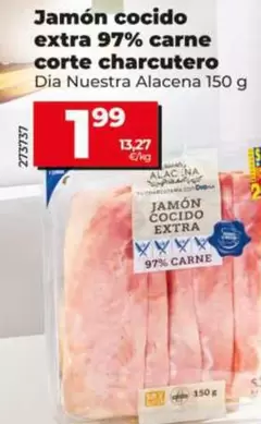 Dia Nuestra Alacena - Jamón Cocido Extra 97% Carne Corte Charcutero  150 G