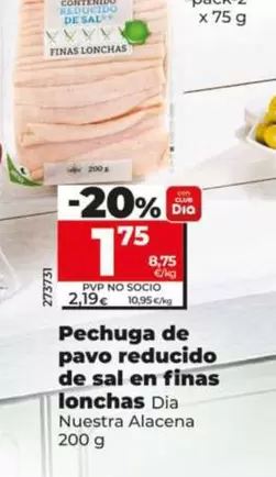 Dia Nuestra Alacena - Pechuga De Pavo Reducido De Sal En Finas Lonchas