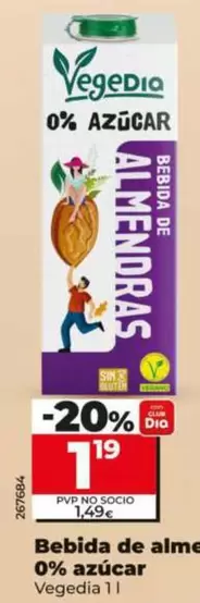 Vegedia - Bebida De Almendras 0% Azúcar 