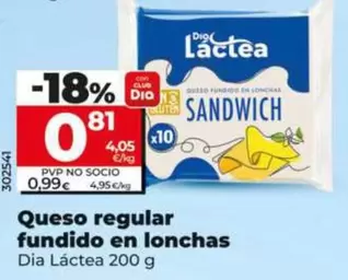 Dia Lactea - Queso Regular Fundido En Lonchas 