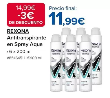 Rexona - Antitranspirante En Spray Aqua