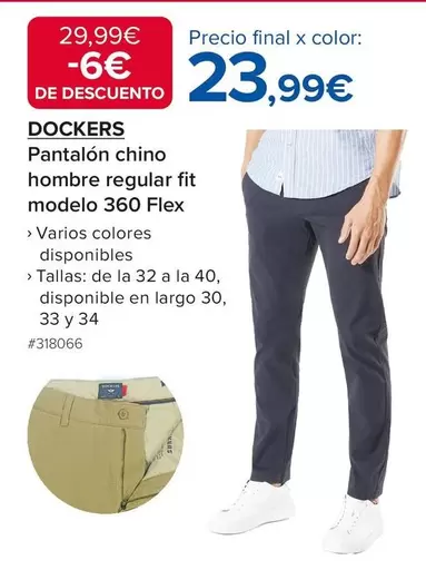 Dockers - Pantalón Chino Hombre Regular Fit Modelo 360 Flex