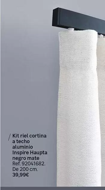 Kit Riel Cortina A Techo Aluminio Inspire Haupta Negro Mate