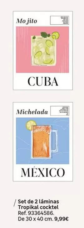 Set De 2 Láminas Tropical Cocktel
