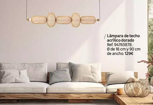 Lámpara De Techo Acrilico Dorado