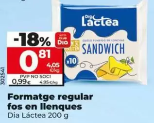 Dia Lactea - Queso Regular Fundido En Lonchas 