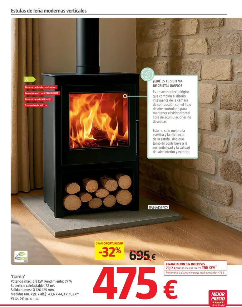 Estufa De Leña Modernas Verticales Garda