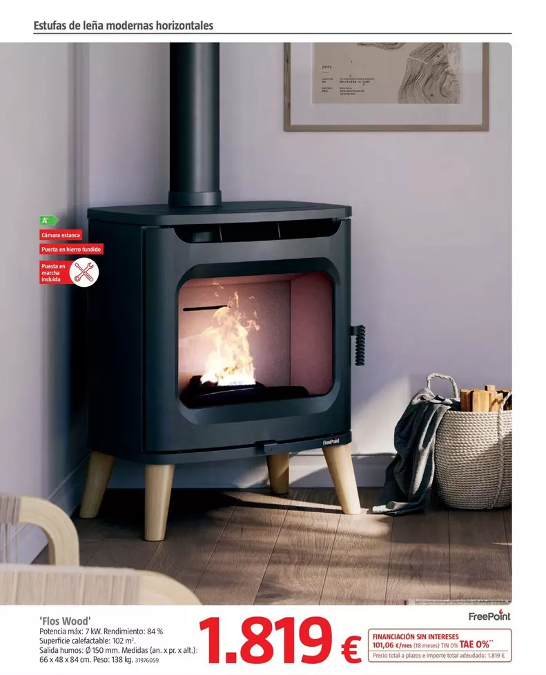 Estufas De Lena Modernas Horizontales 'Flos Wood'