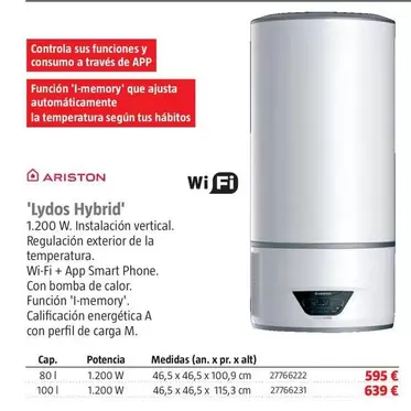 Ariston - Bomba De Calor De Aerotermia Para Agua Lydos Hybrid