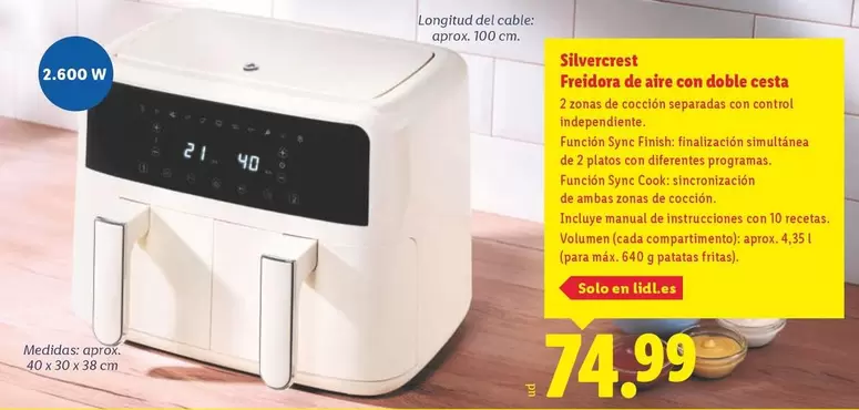 SilverCrest - Freidora De Aire Con Doble Cesta