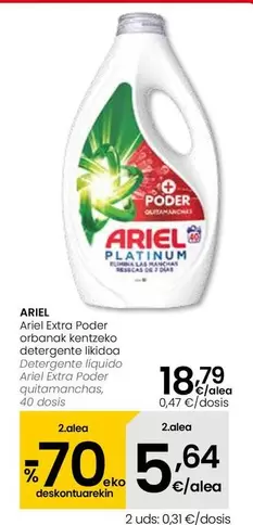 Ariel - Detergente Liquido Ariel Extra Poder Quitamanchas, 40 Dosis