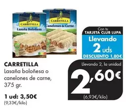Carretilla - Lasaña Boloñesa O Canelones De Carne