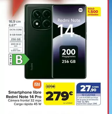 Xiaomi - Smartphone Libre Redmi Note 14 Pro