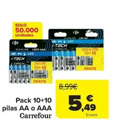 Carrefour - Pack 10+10 Pilas AA O AAA