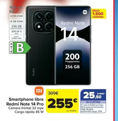 Xiaomi - Smartphone Libre Redmi Note 14 Pro