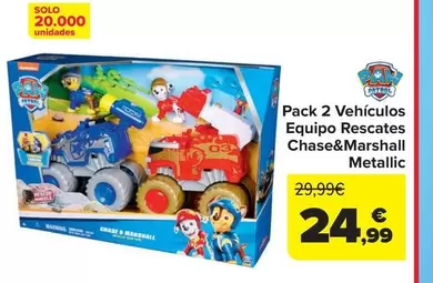 Paw Patrol - Pack 2 Vehículos Equipo Rescates Chase&marshall Metallic