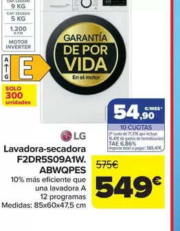 LG - Lavadora-Secadora F2DR5S09A1W.ABWQPES