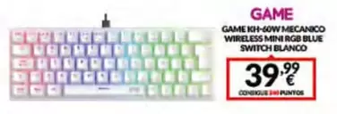 Game - KH 60W Mecanico Wireless Mini Rgb Blue Switch Blanco