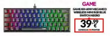 Game - Kh 60w Mecanico Wireless Mini Rgb Blue Switch Negro
