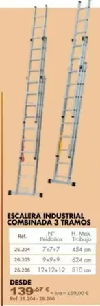 Escalera Industrial Combinada 3 Tramos
