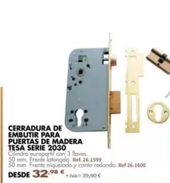 Tesa - Cerradura De Embutir Para Puertas De Madera Serie 2030