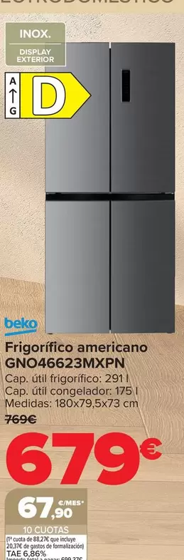 Beko - Frigorífico Americano GNO46623MXPN
