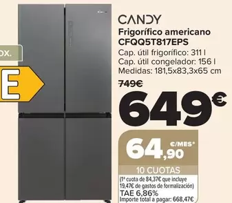 Candy - Frigorífico Americano CFQQ5T817EPS