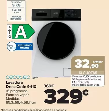 Cecotec - Lavadora Dresscode 9410