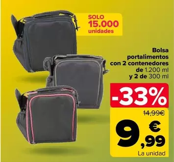 Bolsa Portalimentos Con 2 Contenedores
