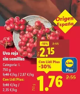 Uva Roja Sin Semillas